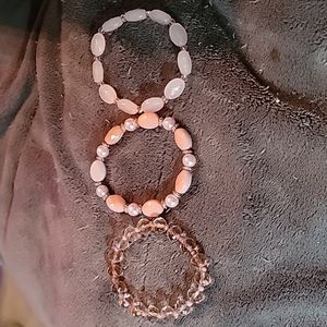 Kaiyu 3 Bracelet Set Pink Tones